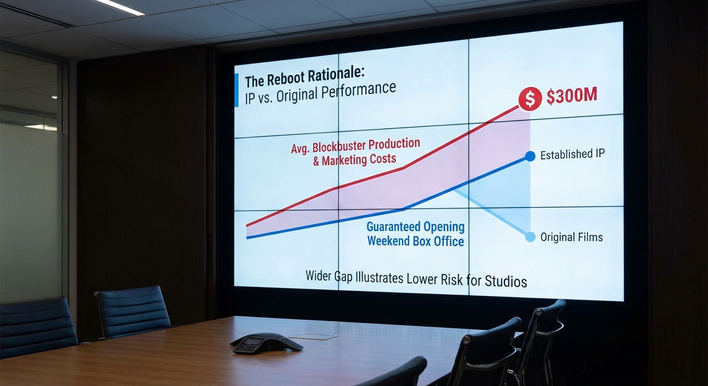 Chart showing rising blockbuster production costs versus opening weekend guarantees for IP
