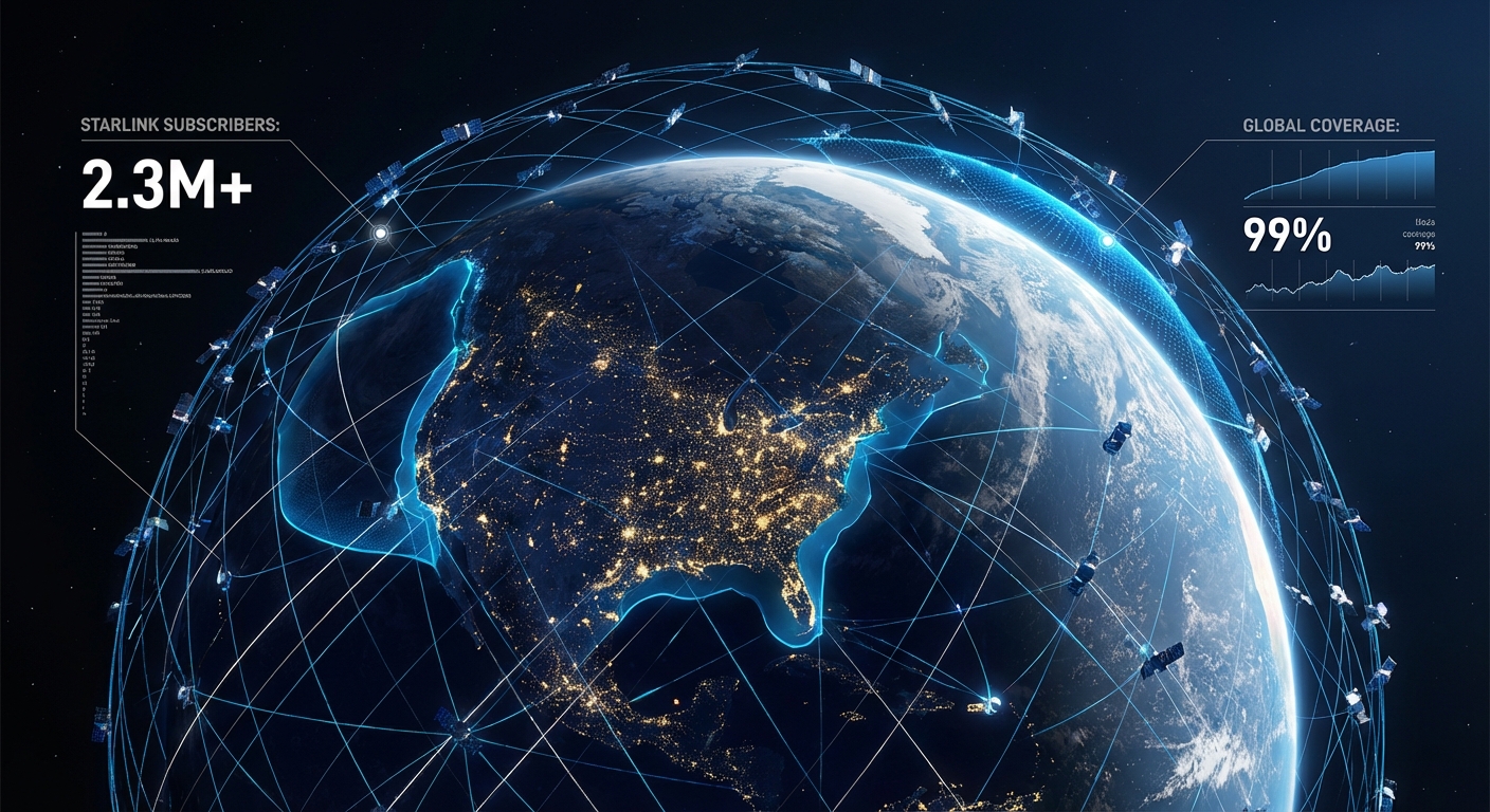 Starlink satellite constellation rendering with data visualization