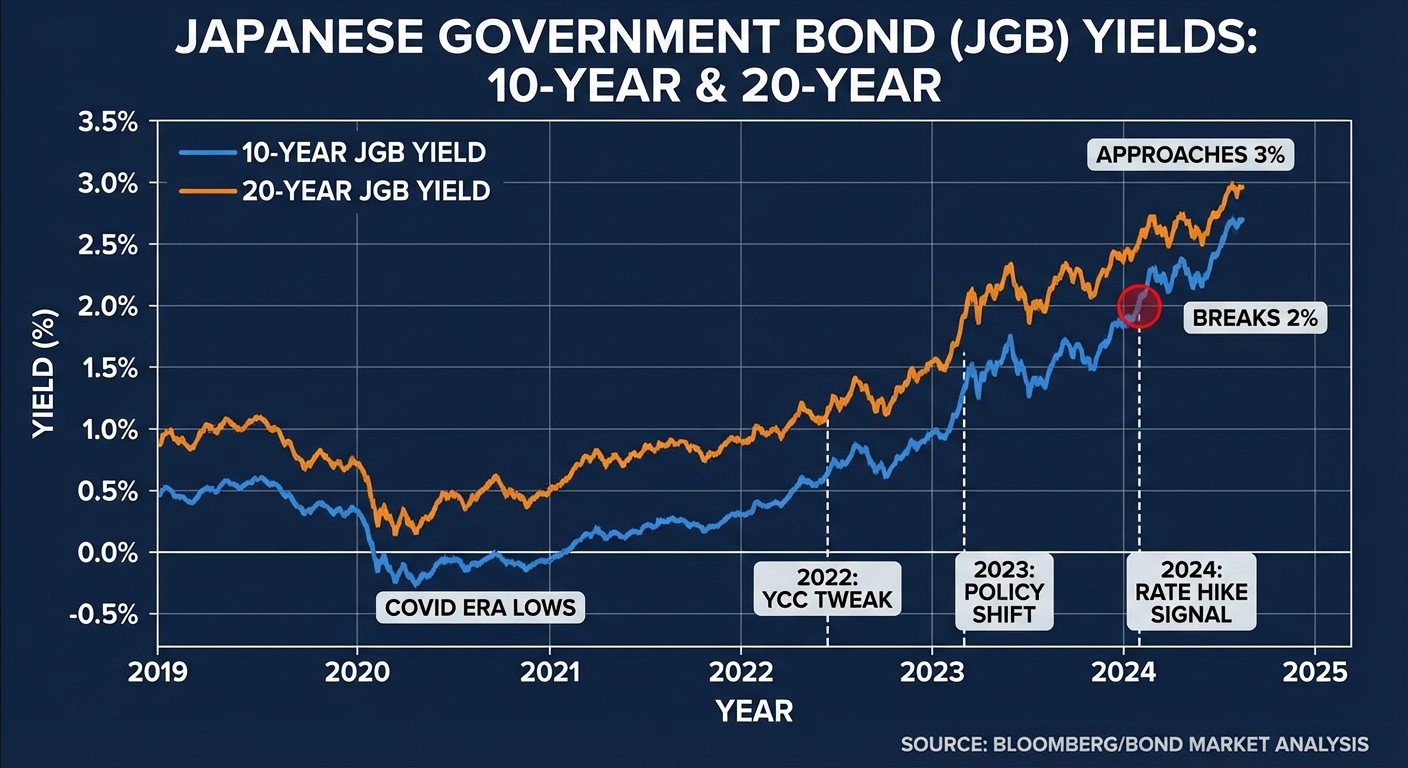 Japanese government bond yields chart showing rise to multi-decade highs