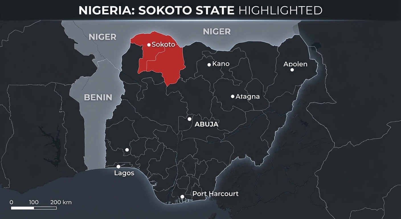 Map of Nigeria highlighting Sokoto State in the northwest region