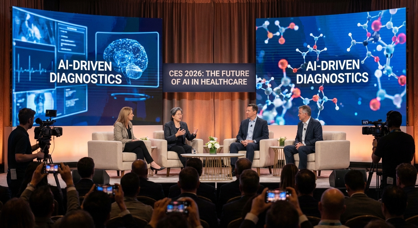 Panel discussion on healthcare AI featuring Lisa Su and healthcare tech CEOs