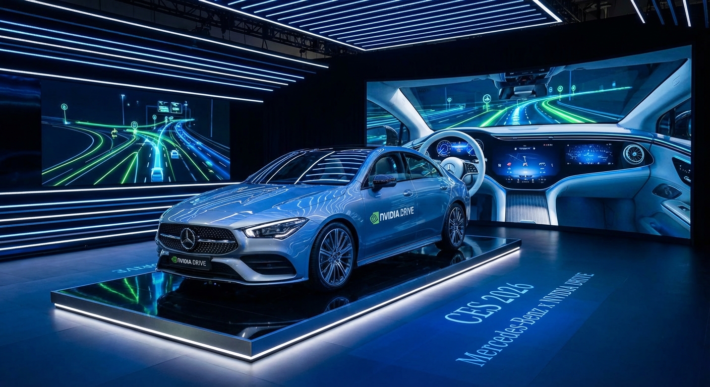Mercedes-Benz CLA prototype demonstrating NVIDIA Alpamayo autonomous driving technology
