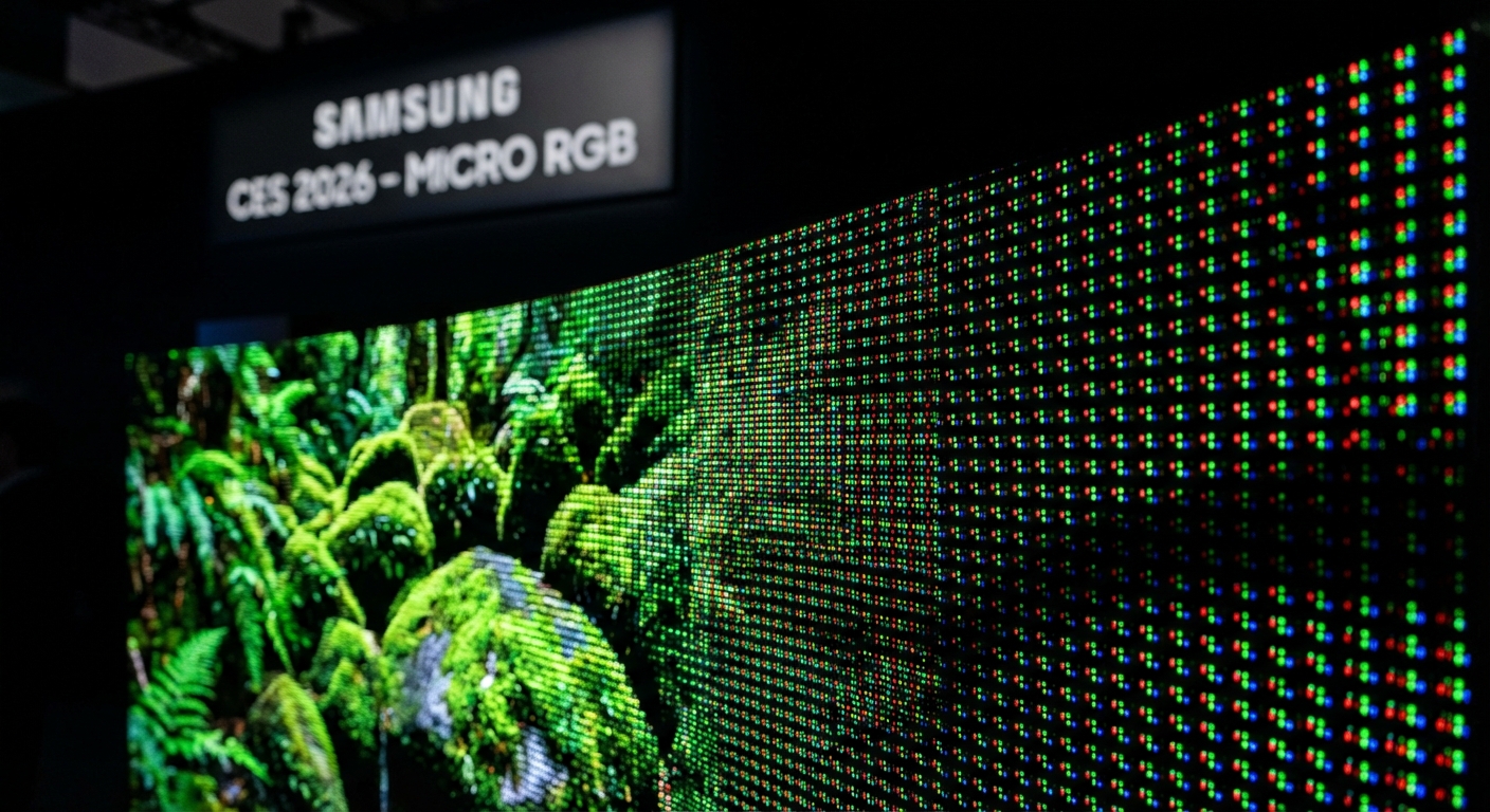 Close-up of Samsung's 130-inch Micro RGB TV display showing vibrant colors