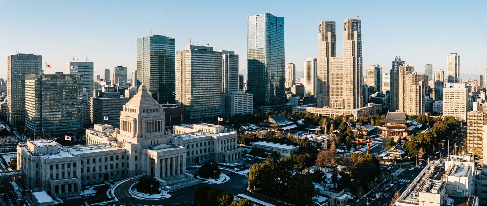 Tokyo cityscape with government district representing Japan's political center