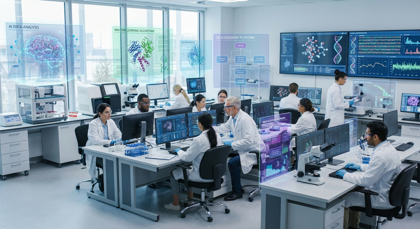 Medical research laboratory with digital AI integration