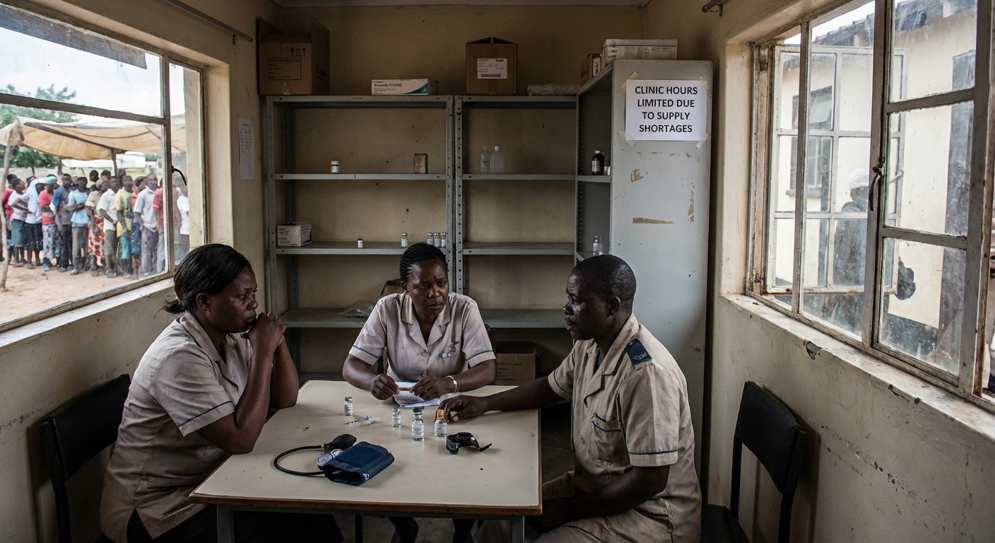 Healthcare workers in developing country with limited medical supplies